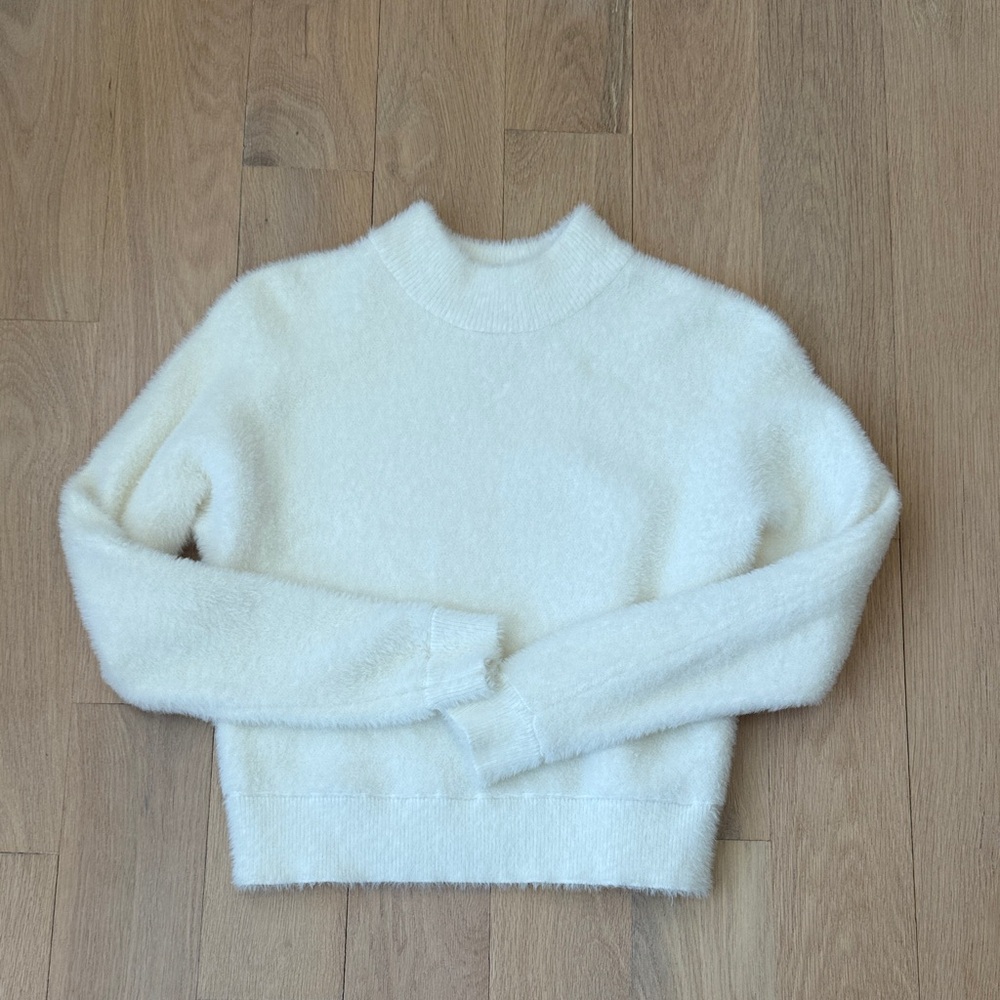 Bailey 44 Cream Fuzzy Turtleneck Sweater